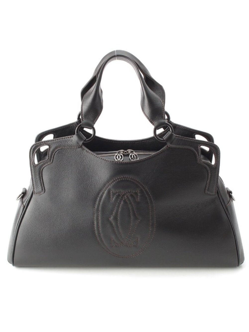 Cartier Marcello de Cartier Leather 2-Way Handbag Black